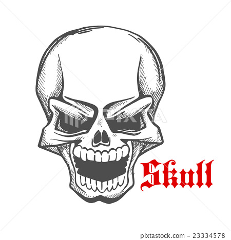 450x468 Laughing Demon Or Vampire With Sharp Fangs Sketch - Laughing Sketch