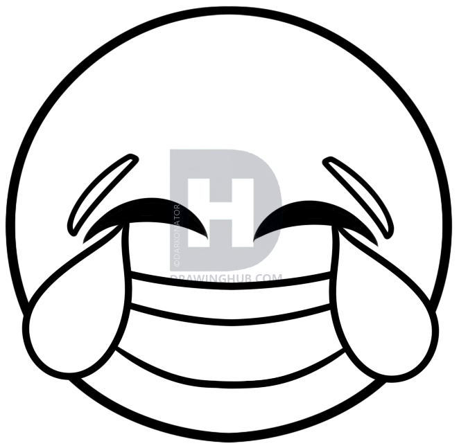 662x647 How To Draw Laughing Emoji, Step By Step, Drawing Guide, By - Laughing Sketch