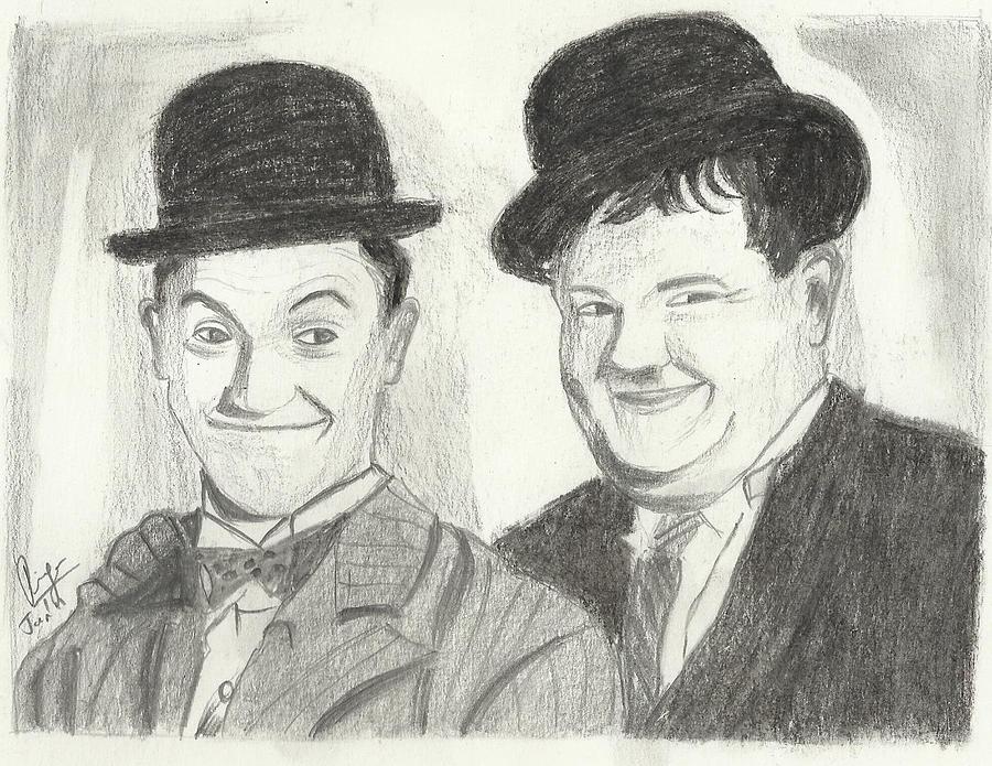 900x695 Laurel And Hardy Drawing By Priya Paul - Laurel And Hardy Sketch