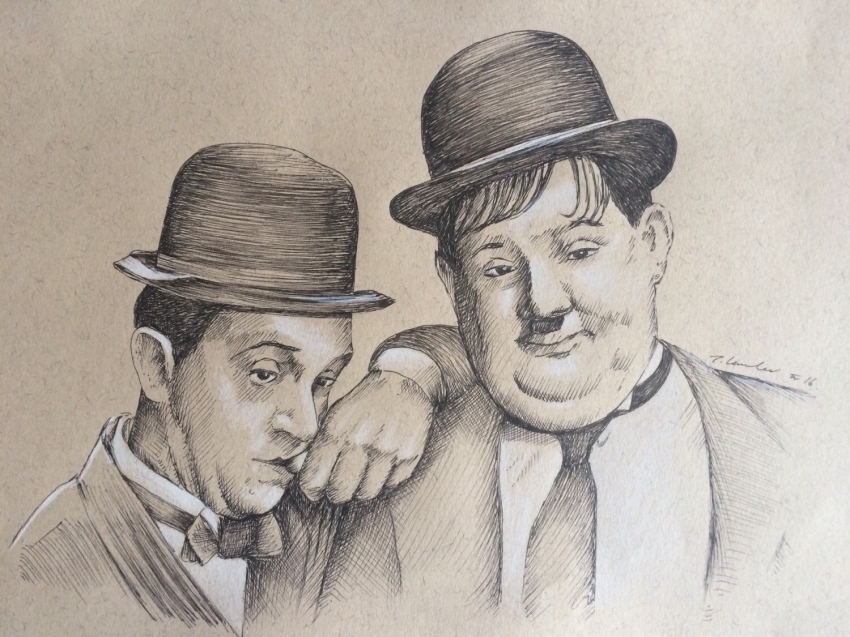 850x637 Portrait Of Laurel Amp Hardy By Traceylawler On Stars Portraits - Laurel And Hardy Sketch
