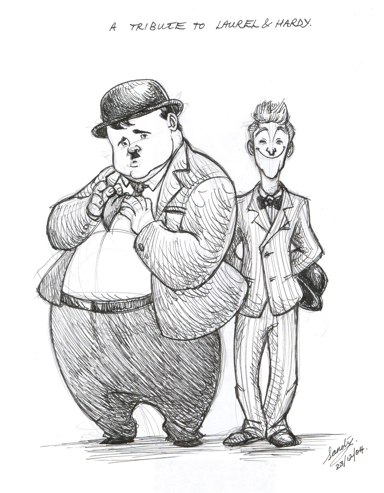 1349x1730 A Tribute To Laurel And Hardy By Sandora - Laurel And Hardy Sketch