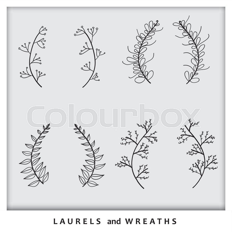 800x800 Hand Drawn Laurel Wreath Icons Collection Set Vector Graphic. It - Laurel Wreath Sketch