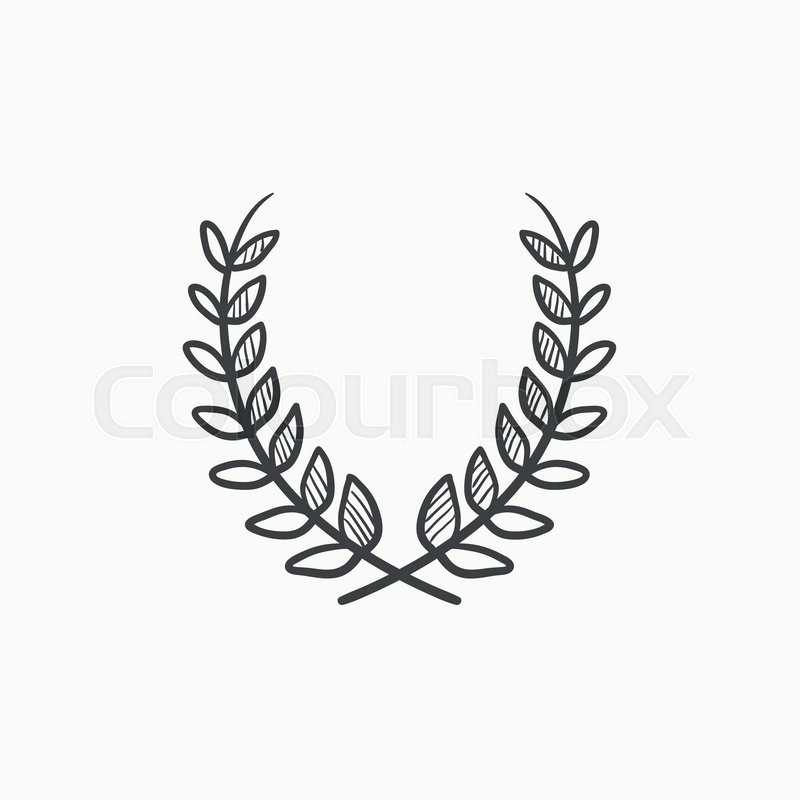 800x800 Laurel Wreath Vector Sketch Icon Isolated On Background. Hand - Laurel Wreath Sketch