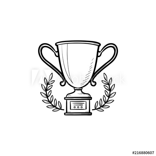 500x500 Trophy Cup With Laurel Wreath Hand Drawn Outline Doodle Icon - Laurel Wreath Sketch