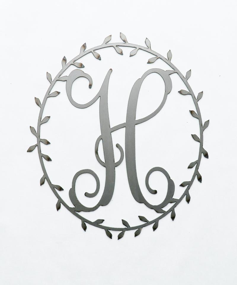 800x960 16 Metal Laurel Wreath Custom Monogram Rusted Orange Craftworks Co. - Laurel Wreath Sketch