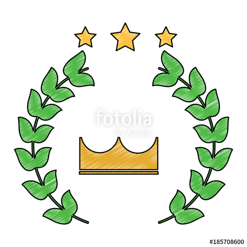 500x500 Crown Laurel Wreath Stars Winner Emblem Image Vector Illustration - Laurel Wreath Sketch