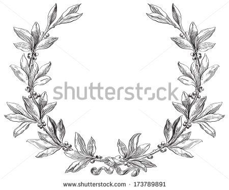 450x373 Olive Wreath Sketch - Laurel Wreath Sketch