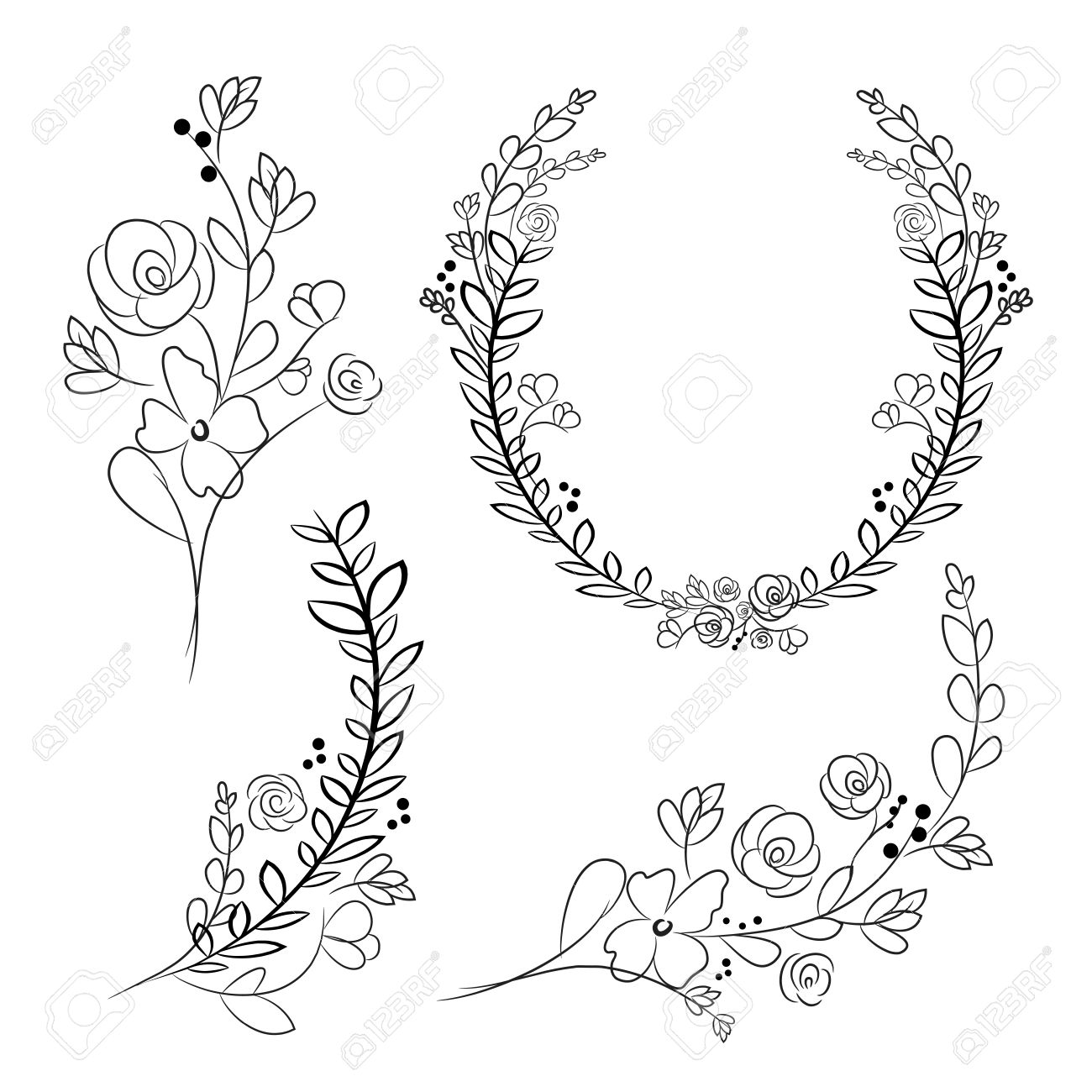 1300x1300 Collection Of Laurel Flower Drawing High Quality, Free - Laurel Wreath Sketch