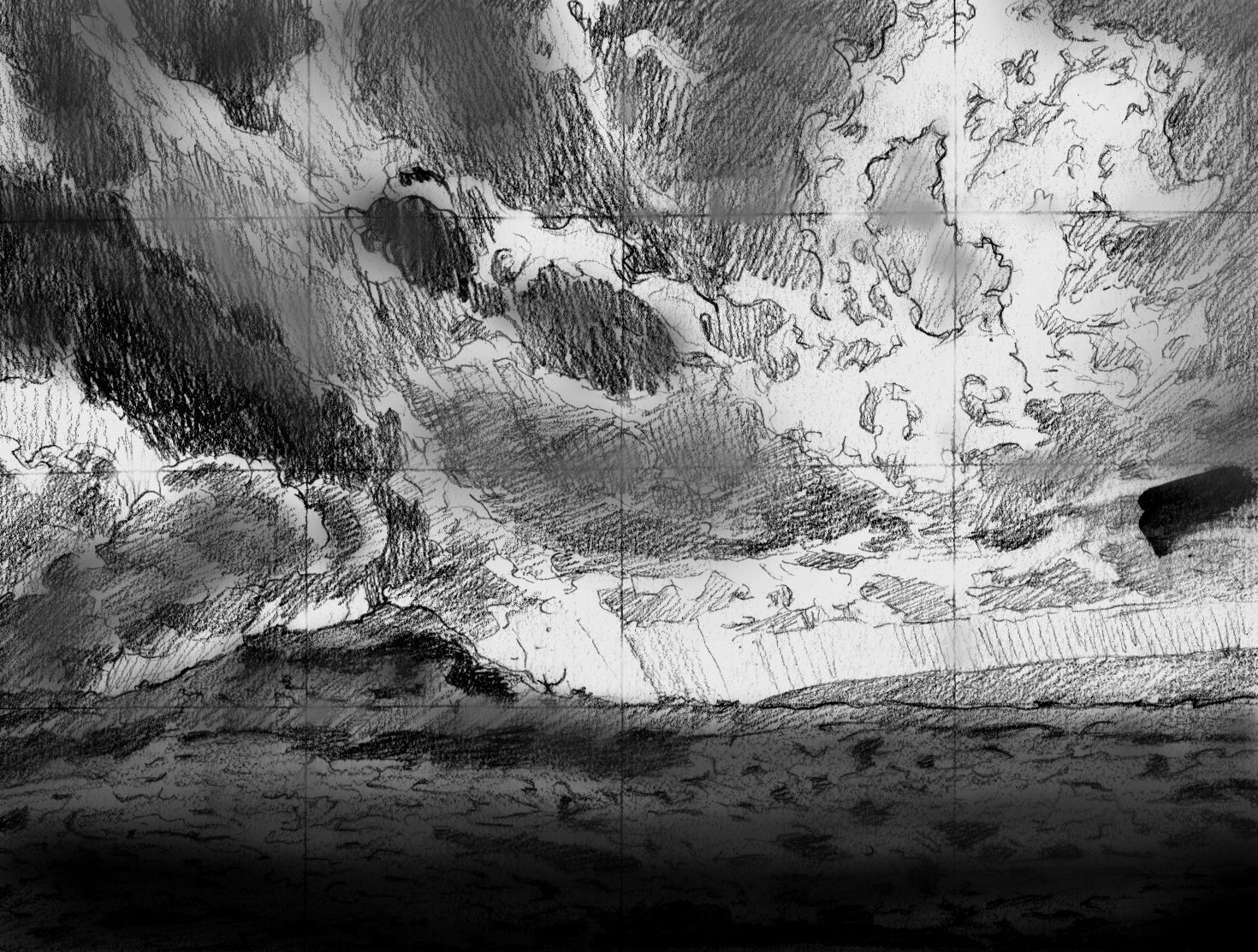 1470x1113 Katherine Kean Fine Art Ash Plume And Lava Field Sketches - Lava Sketch