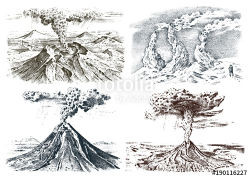 500x356 Volcano Activity With Magma, Smoke Before The Eruption And Lava Or - Lava Sketch