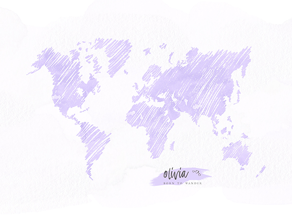 600x450 Personalized Sketch World Map Print - Lavender Sketch