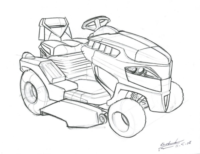700x541 Riding Lawn Mower By Konstantinos Tsiopanos - Lawn Mower Sketch