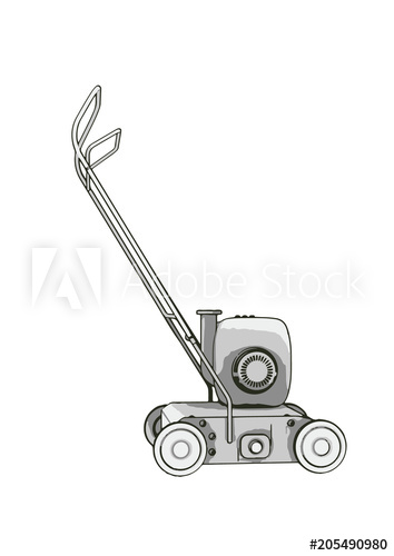 354x500 Sketch Of A Lawn Mower Vector - Lawn Mower Sketch