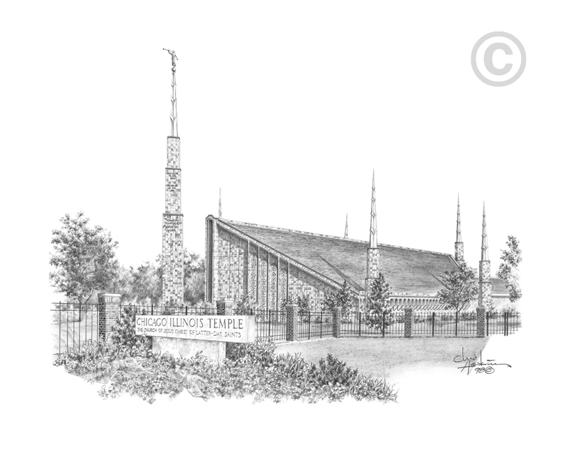 813x650 Chicago Illinois Temple - Lds Temple Sketches