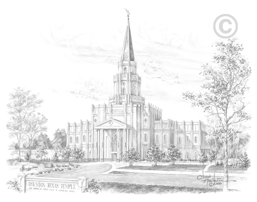 826x650 Houston Texas Temple - Lds Temple Sketches