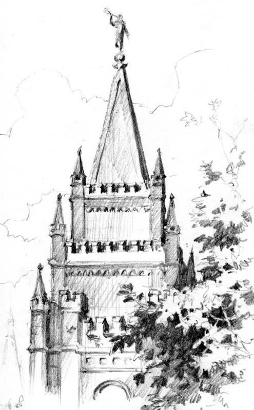 495x800 Lds Temple Spire Salt Lake City Roland Lee - Lds Temple Sketches