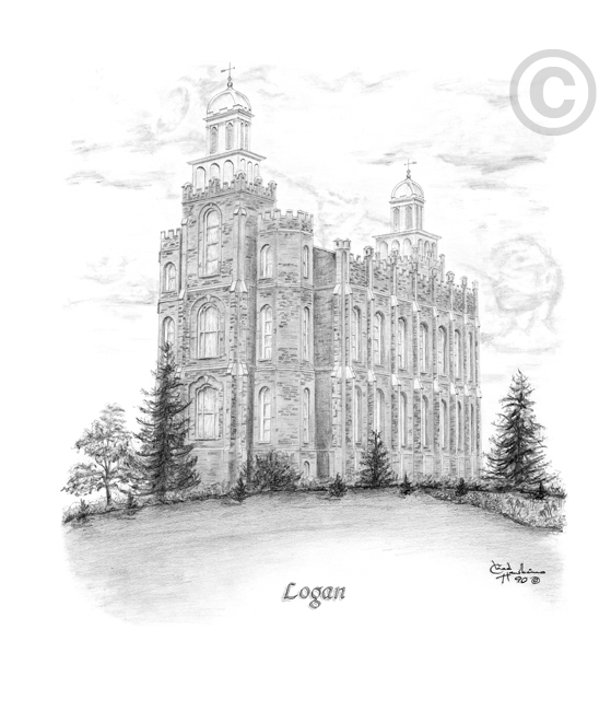 559x650 Logan Utah Temple - Lds Temple Sketches