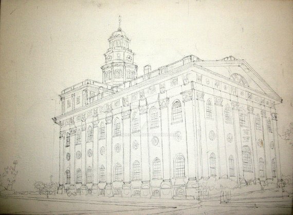 570x419 Nauvoo Illinois Lds Temple Sketch Digital Download Of Etsy - Lds Temple Sketches