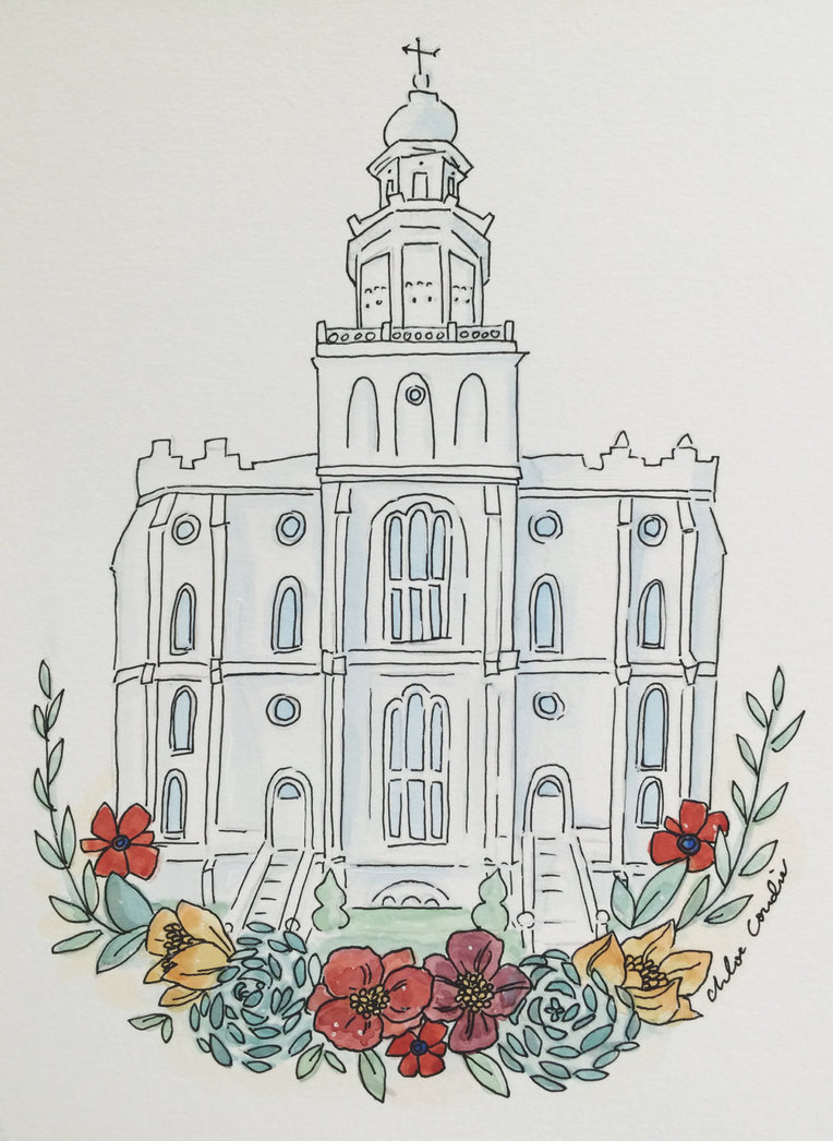 764x1046 St. George Lds Temple By Chloiscondie - Lds Temple Sketches