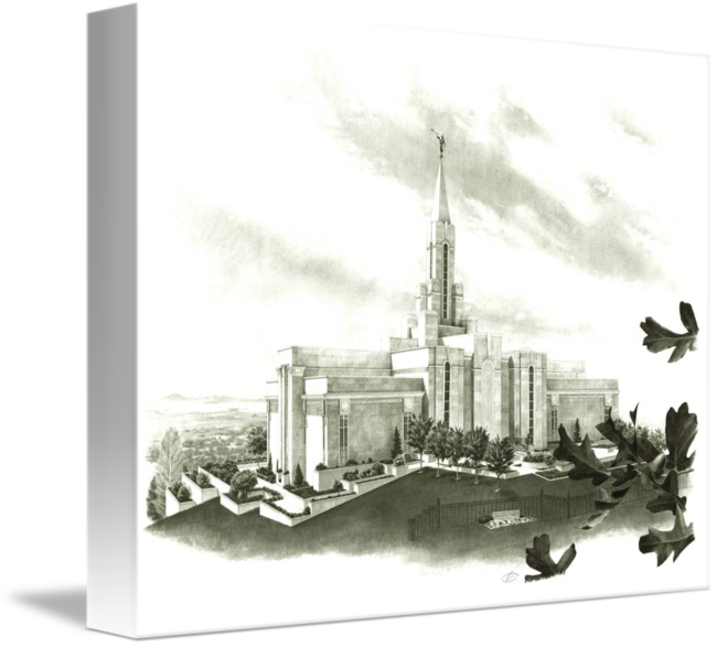 650x587 Bountiful Utah Temple In Sepia Lds Mormon By Craig Stapley - Lds Temple Sketches