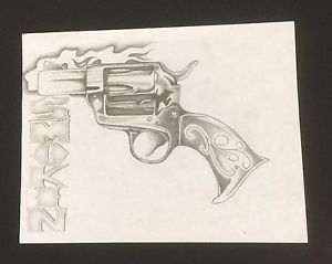 300x239 Smokin Antique Gun Done In Pencil Lead Drawing 8.5 X 11 Prison - Lead Sketch