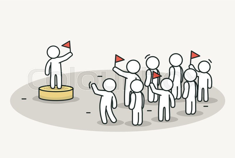 800x540 Little White People With Leader On Celebration Or Political Action - Leader Sketch