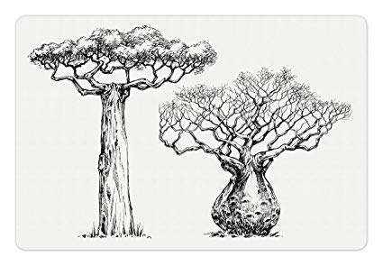 425x295 Lunarable Forest Pet Mat For Food And Water, African - Leafless Tree Sketch