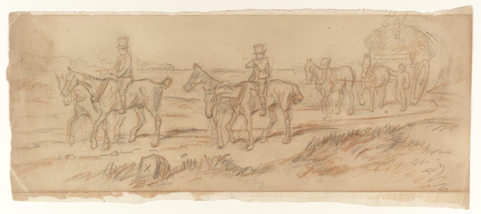 1536x685 Riders On Lean Mounts, Followed By A Haywain. Verso Sketch - Lean Sketch