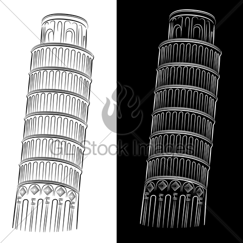 500x500 Leaning Tower Of Pisa Drawing Gl Stock Images - Leaning Tower Of Pisa Sketch