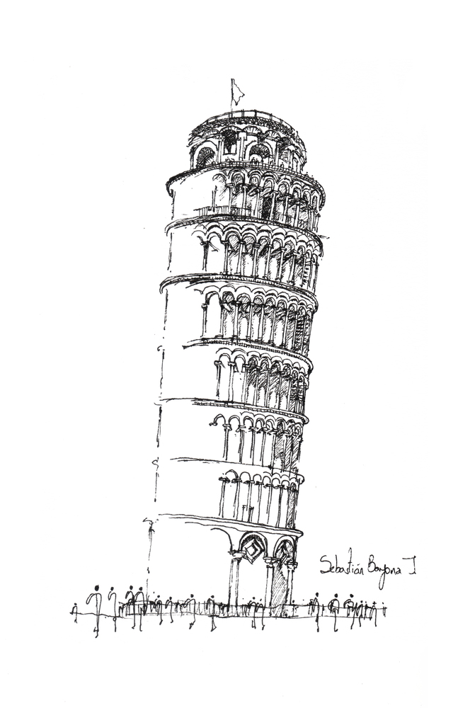 Leaning Tower Of Pisa Sketch at PaintingValley.com | Explore collection ...