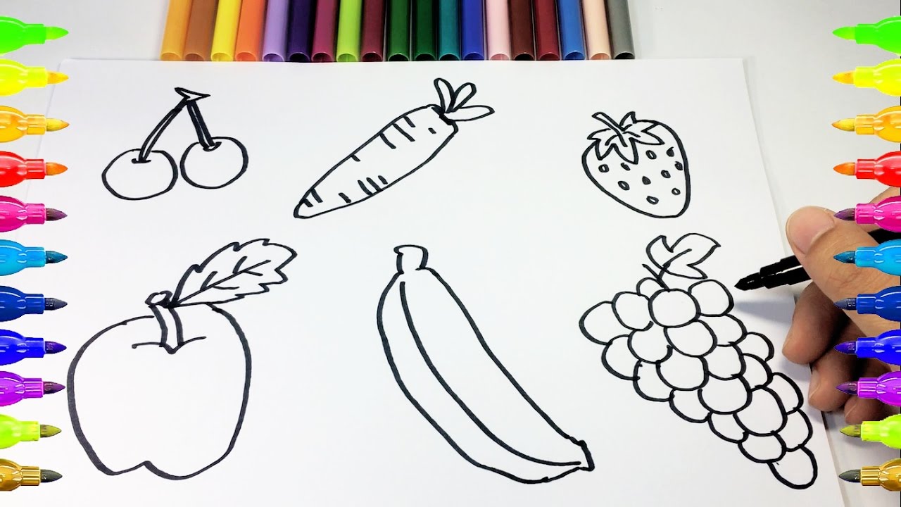 1280x720 How To Drawing And Coloring Fruits - Learn To Draw Sketch
