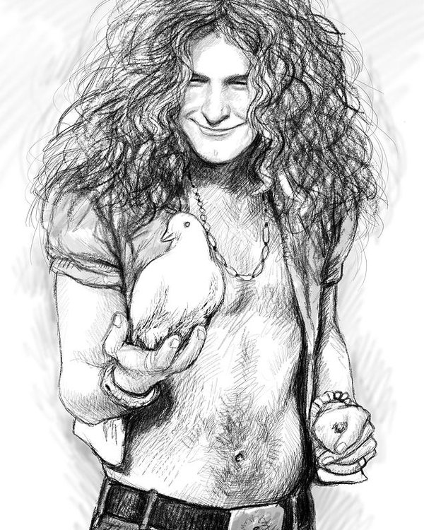 600x750 Led Zeppelin Art Drawing Sketch Portrait Poster By Kim Wang - Led Zeppelin Sketch