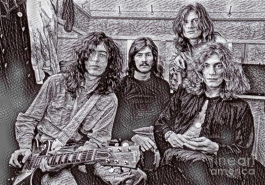 900x628 Led Zeppelin Drawing Drawing By Pd - Led Zeppelin Sketch