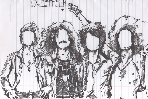 500x334 Art, Drawing, Group, Led Zeppelin, Music - Led Zeppelin Sketch
