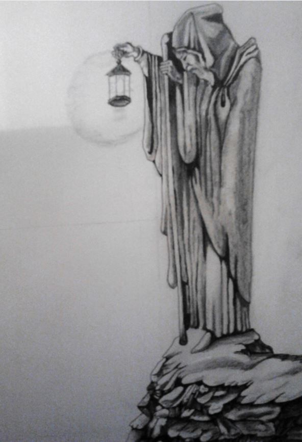 592x867 Close Up Of My Ink Drawing Of The Hermit - Led Zeppelin Sketch