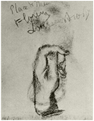 324x414 Sketch Of A Left Hand By Vincent Van Gogh - Left Hand Sketch