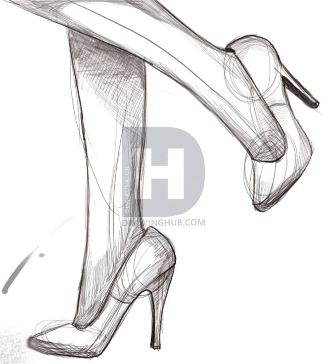 657x720 How To Draw Heels, Step By Step, Drawing Guide, By Darkonator - Leg Sketch