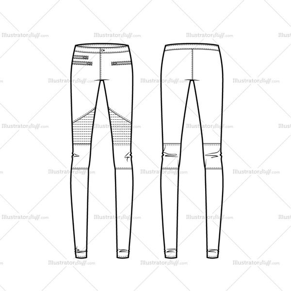 600x600 Moto Leggings Flat Template Templates For Fashion - Leggings Sketch