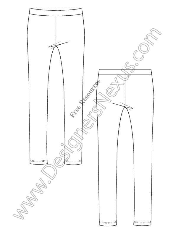 612x792 V5 Knit Leggings Free Illustrator Fashion Technical Drawing - Leggings Sketch