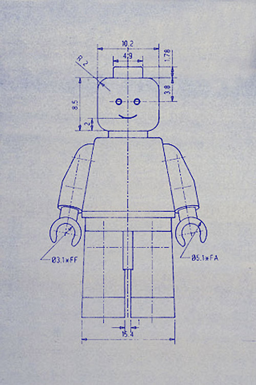 500x750 Lego Man Blue Print - Legoman Sketches