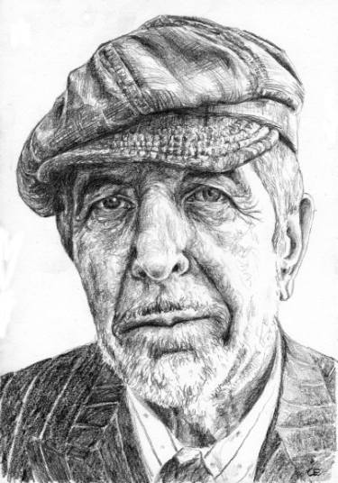 375x536 Leonard Cohen Drawing By Catherine Edmunds Saatchi Art - Leonard Cohen Sketches