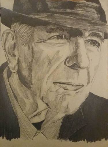 375x510 Leonard Cohen Portrait Drawing Drawing By Rastko Stijepovic - Leonard Cohen Sketches