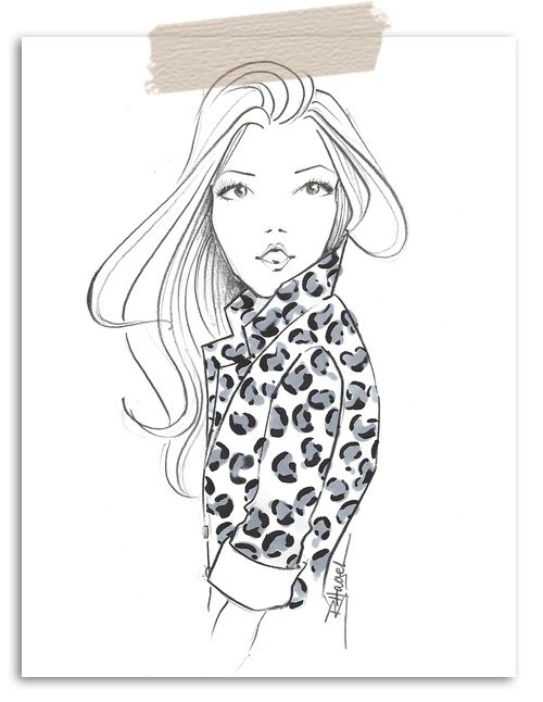 500x646 Brooke Hagel Fashion Illustrator Leopard Print Sketch Ellie - Leopard Print Sketch