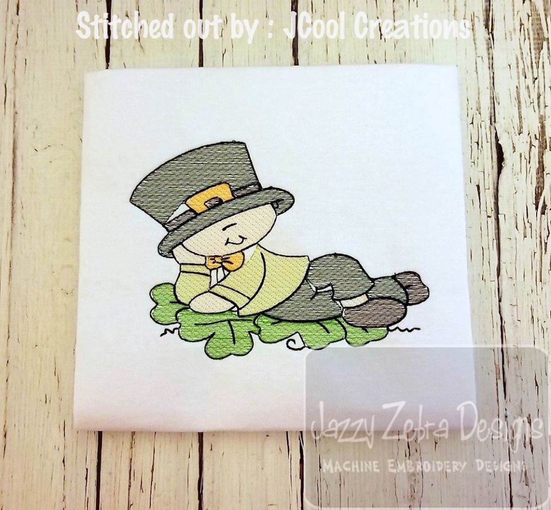 1080x999 Leprechaun Sketch Embroidery Design - Leprechaun Sketch