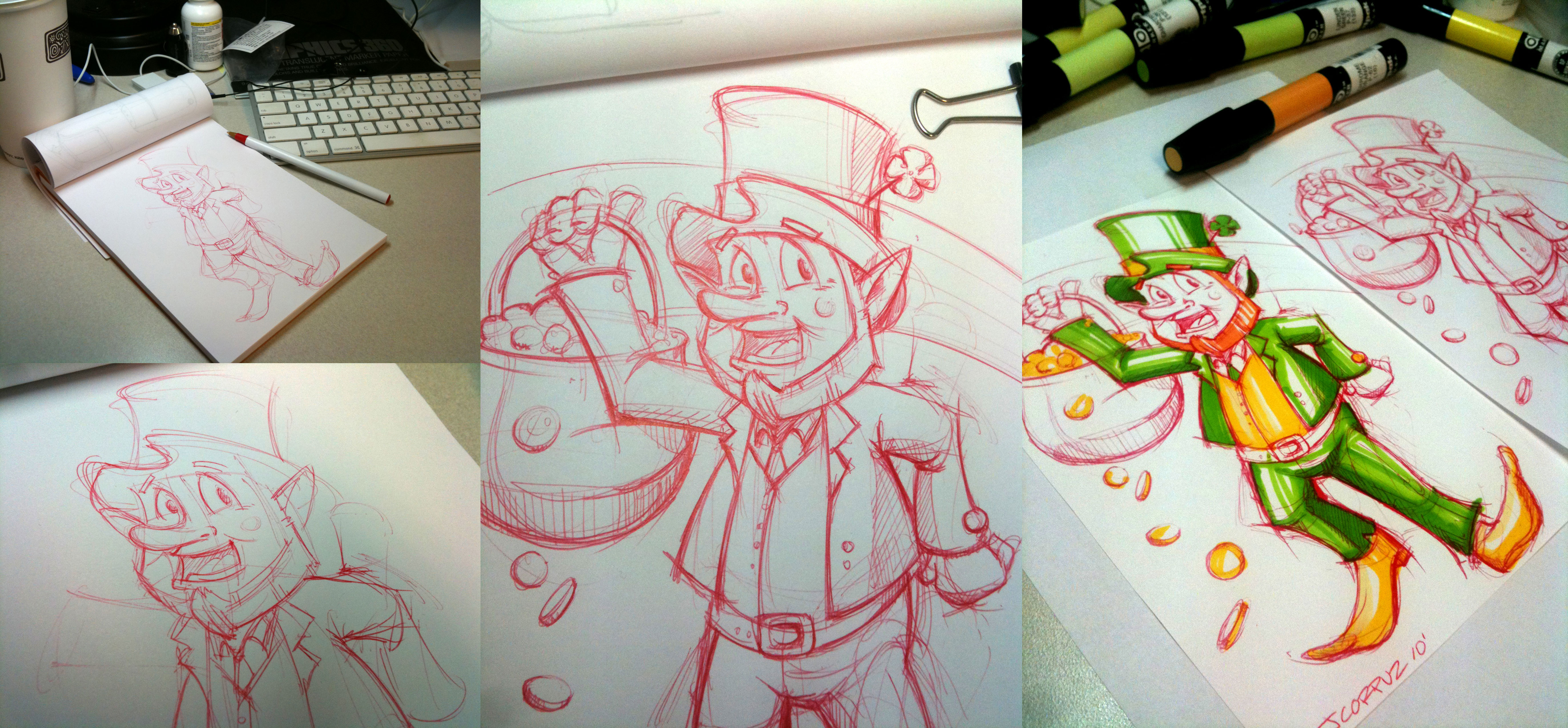 5492x2550 Leprechaun Sketch Lineweights - Leprechaun Sketch