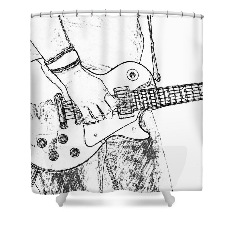 800x800 Gibson Les Paul Guitar Sketch Shower Curtain For Sale By Randy Steele - Les Paul Sketch