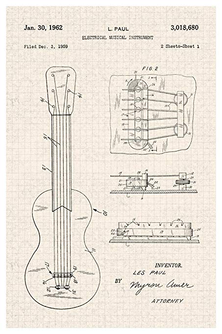 453x679 Les Paul Electric Guitar Pickup Sketch Official Patent - Les Paul Sketch