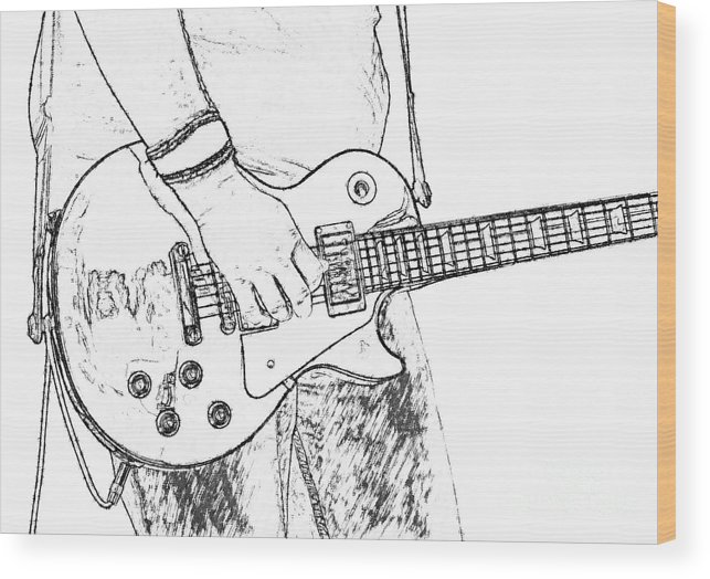 643x524 Gibson Les Paul Guitar Sketch Wood Print By Randy Steele - Les Paul Sketch