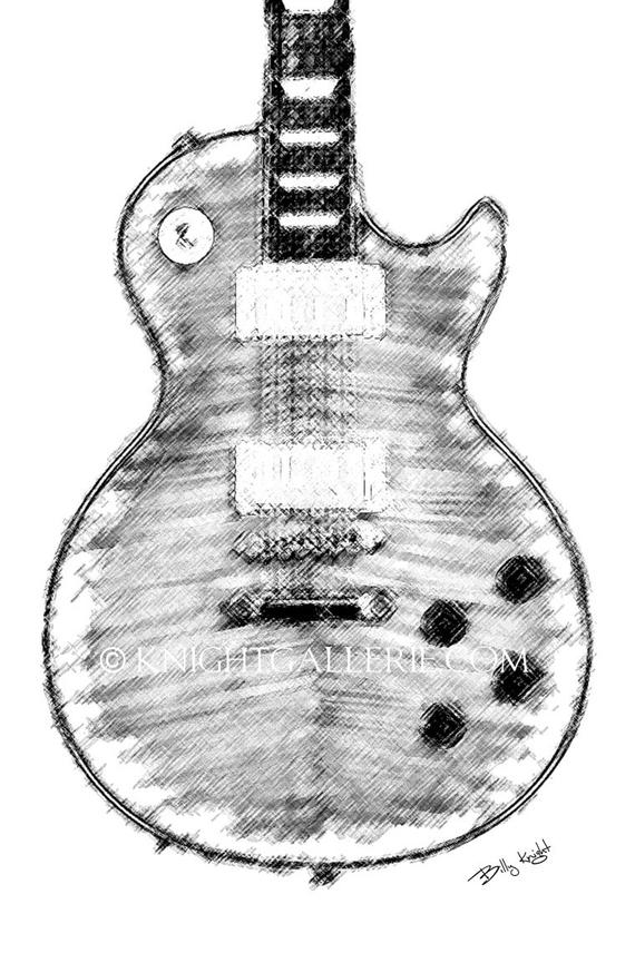 570x856 Les Paul Guitar Sketch - Les Paul Sketch