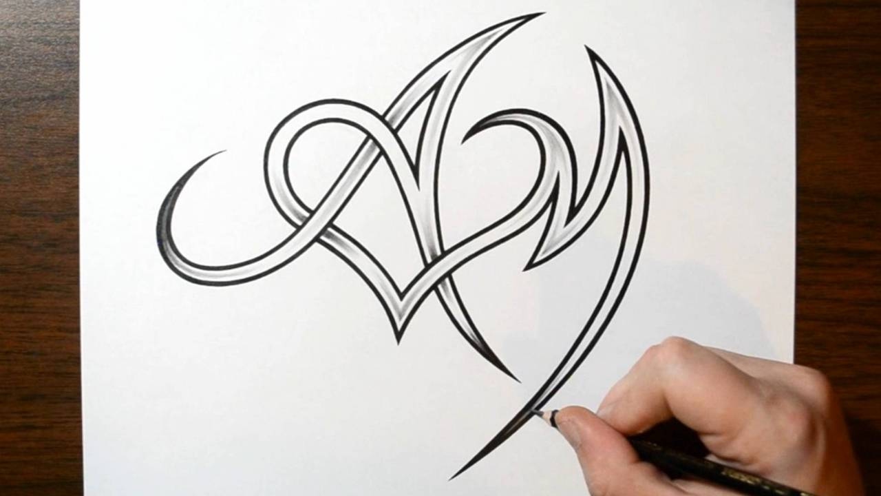 1280x720 Drawing Letters A And M With A Heart Design - Letter A Sketch